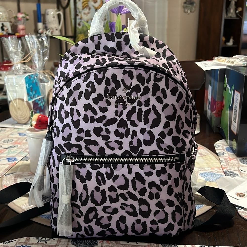 Kate Spade Pink and Black Leopard Backpack